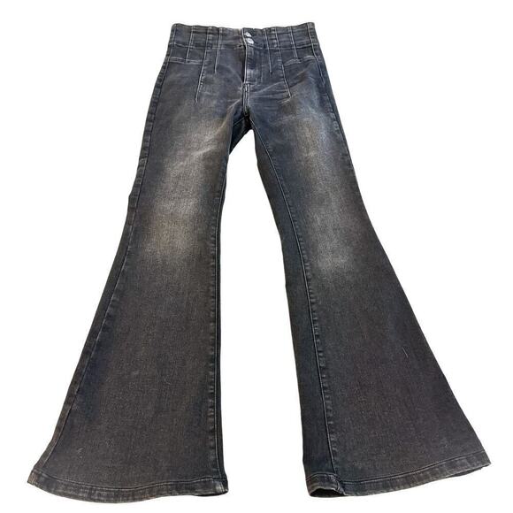 We the Free Flare Wide Leg Black Denim Jeans Size 28 - Picture 2 of 9
